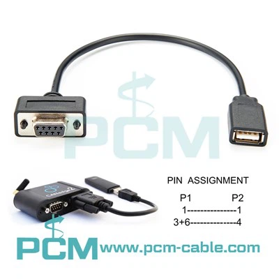 DB9 USB tápadapter kábel