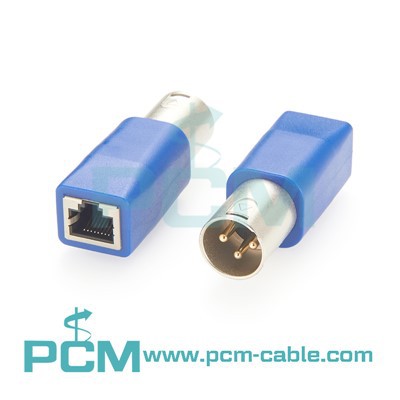 RJ45 Ethernet - 3 PIN XLR DMX női férfi adapter